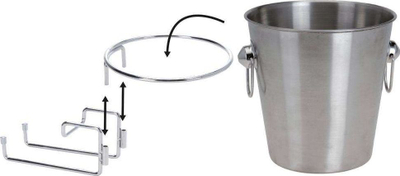 Ftohës shampanje Excellent Houseware, set 3 pjesë me mbajtëse, çelik inox, argjendtë