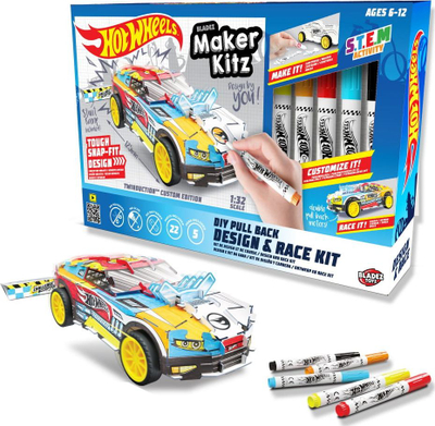 Set ndërtimi Hot Wheels Maker Kitz Rodger Dodger, makinë gare 1:32, me motor me tërheqje, shumëngjyrësh