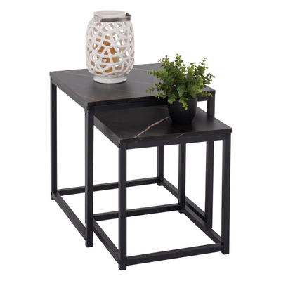 Set tavolina anësore Grelay 2-pjesësh MDF & metal 45×45×50 cm (HM8762.13)