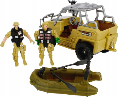 Set lodrash ushtarake Mega Creative 481700, makinë off road, figura ushtarësh, bezhë