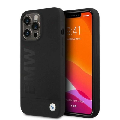 Kapak telefoni BMW BMHMP13LSLBLBK për iPhone 13 Pro / 13, silikon, MagSafe, i zi