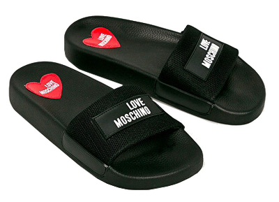 Papuçe Love Moschino JA28012G1A IQ0, të zeza, nr 39