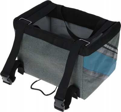 Çantë për qenin për biçikletë Kerbl Bike Dog Carrier, për në timon biçiklete, me shirita që ndriçojnë, gri