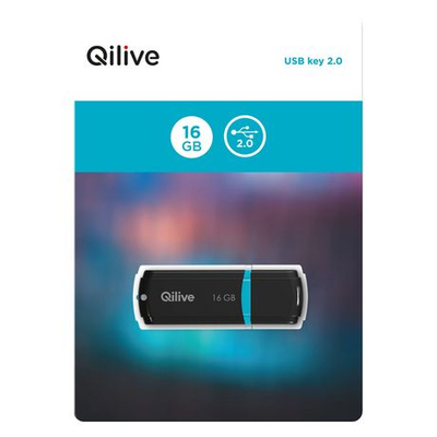 USB QILIVE Flash Drive 2.0, 16GB, e zezë