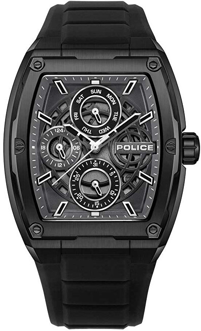 Orë dore Police Creed Skeleton PL.PEWJQ0004501, quartz, për meshkuj, e zezë