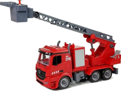 Lodër kamion zjarrfikës Leantoys DIY Fire Truck 2in1, me drita dhe zë, me helmetë, e kuqe