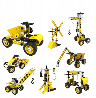 Set blloqesh për ndërtim LEAN Toys Construction Machines 8n1, 100 copa, plastik