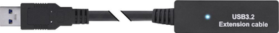 Kabllo zgjatëse USB InLine USB 3.2 Gen 1, USB A me USB C, 15m, e zezë