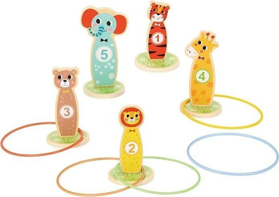 Loje hedhje unazash Tooky Toy T401, druri, 15 pjesë, shumëngjyrëshe