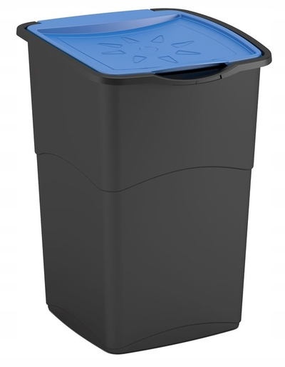 Kosh mbeturinash Curver KORAL, 47L, plastik, i zi me kapak blu