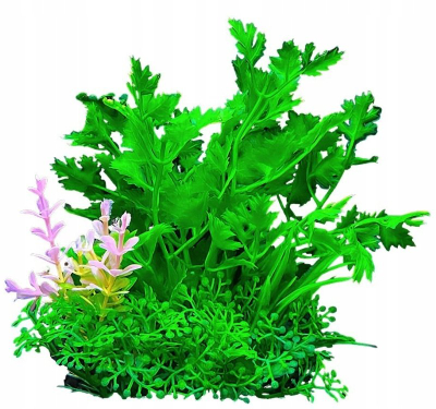 Bimë dekorative akuariumi Aqua Natura, plastike, 12 cm, jeshile me rozë