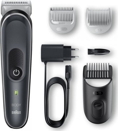 Trimer trupit Braun BodyGroomer 5 BG5340, i rikarikueshëm, për lëkurë të hollë, i zi