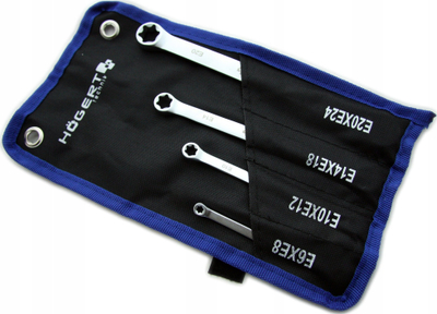Set çelësa unazorë të dyfishtë Hogert Technik HT1W590, 4 copë, çelik krom vanadium, argjendtë