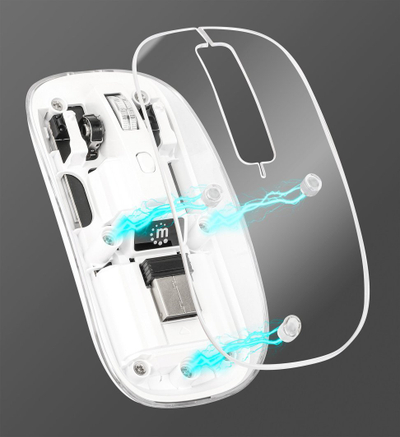 Maus wireless Manhattan Transparent, me karikim, RGB, i bardhë transparent