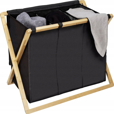 Kosh rrobash Wenko Ecori Trio, bambu FSC, 3 ndarje, i zi