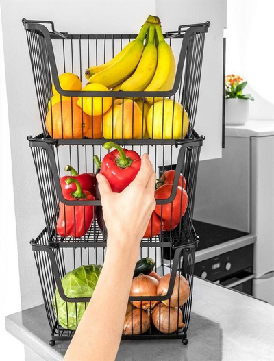 Shportë metalike për fruta dhe perime, e zezë