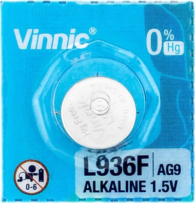 Bateri alkaline Vinnic LR45 LR936, 1.5V, 1 copë
