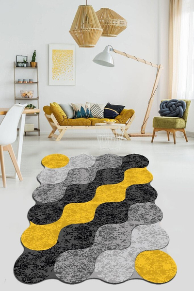 Tapet Chilai 286CHL4483, 80 x 120 cm, velvet/poliester, gri me të verdhë