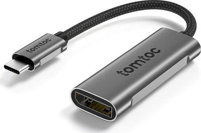 Adapter USB-C në DisplayPort Tomtoc, 20cm, 8K, gri