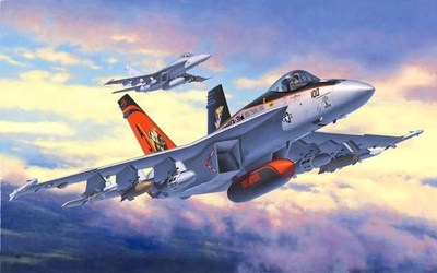 Set avion vetëmontues Revell FA18E Super Hornet, 63 pjesë