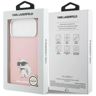 Kapak telefoni Karl Lagerfeld IML MagSafe, iPhone 17 Pro Max, rozë transparent