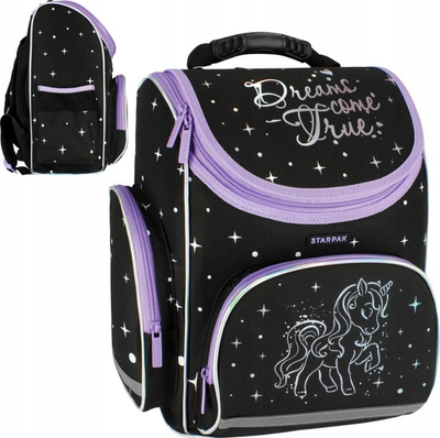 Çantë shpine shkollore Herlitz School Satchel Ballerina, hardbag, një ndarje, e zezë