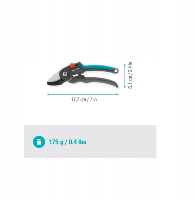Ножици за кастрење Gardena PremiumCut Dry Wood Anvil, за суво дрво, рачка ErgoTec, портокалова
