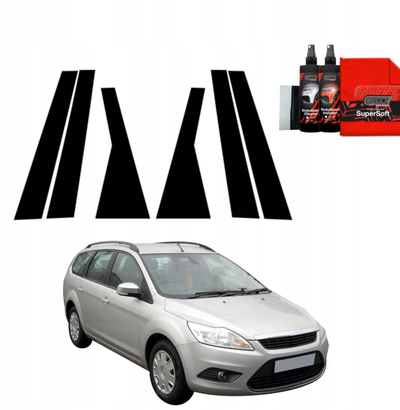 Foli shtyllash dere GrizzProtector 6 në 1, Ford Focus Mk2 Kombi 2007-2011, vetëngjitëse, e zezë