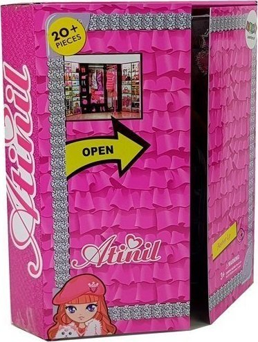 Kukull LeanToys princeshë, me fustan t'gjatë vjollcë, me çantë edhe gjëra shtesë