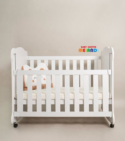 Shtrat për bebe Baby Center Melandi Sweet Bear, 120x60cm, i bardhë