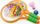 Set raketash badminton për kalamaj LEAN Toys Dinosaurë, me top dhe flutur, portokalli jeshile