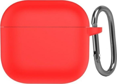 Mbrojtëse silikoni për kufje Beline AirPods 4, me karabinier, e kuqe