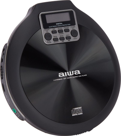 CD player portativ Aiwa PCD-810BK, ESP 120s, memorie 20 këngë, i zi gri