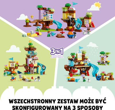 Set lodrash LEGO Duplo Tree House 3 in 1 10993, për fëmijë 3+, shumëngjyrësh