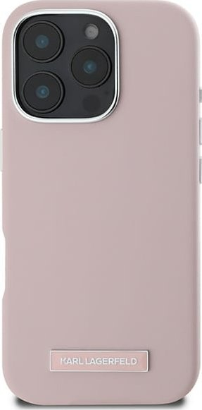 Futollë Karl Lagerfeld FW Metal Plate për iPhone 16 Pro 6.3", me MagSafe, rozë