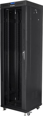 Kabinet rrjeti Lanberg 19" për në dysheme FF01-6642-12BL, 42U, me panel ventilimi, i zi
