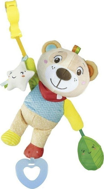 Loder varëse për bebe Clementoni Soft Hanging Bear, ari pelush i butë, lahet në lavatriçe, shumëngjyrësh