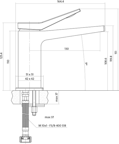 Rubinet Cromo Cersanit (S951-050), krom