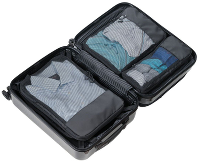 Set qese kompresuese për udhëtime Troika BLACK PACKING CUBES, 3 copë, material poliester, ngjyrë e zezë