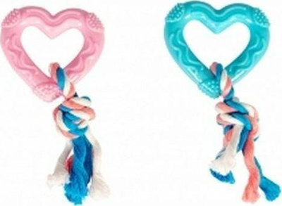 Lodër përtypëse për qen Duvo Plus Chew Toy Heart, TPR, 14cm, me litar