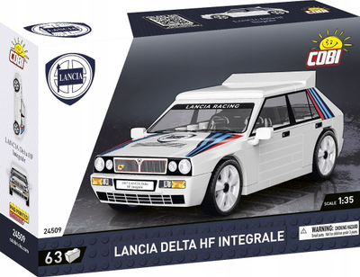 Set ndërtimi Cobi Lancia Delta HF Integrale, 63 copa, shkallë 1:35, e bardhë me shumë ngjyra