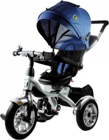 Tricikël për kalamaj Leantoys, me tendë, me dorezë për prindin, blu navy
