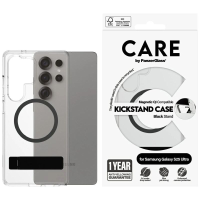 Mbulesë telefoni PanzerGlass CARE Kickstand Case për Samsung Galaxy S23 Ultra, transparente