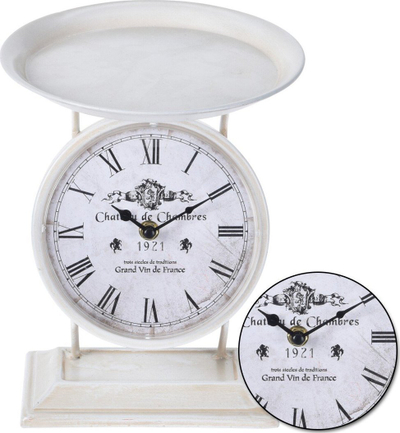 Orë tavoline Table Clock Scale White, stil i vjetër, e bardhë