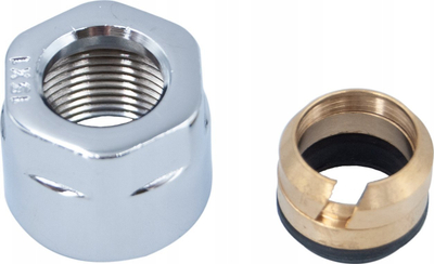 Adapter ngrohje Vario Term M22x1.5 Cu 15x1, për tuba bakri 15x1, i kromuar