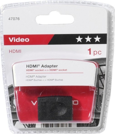 Adapter HDMI Vivanco 47076, femër me femër, kontakte me ar, i zi