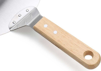 Set për pica Brunbeste 2935, lopatë çeliku inox 30 cm, prerëse picash me dorezë druri