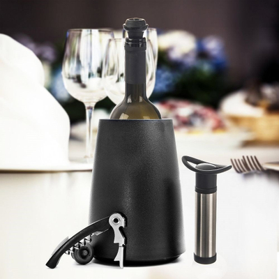 Set pompë vakumi për verë Aptel, 3 pjesë, inox, e zezë