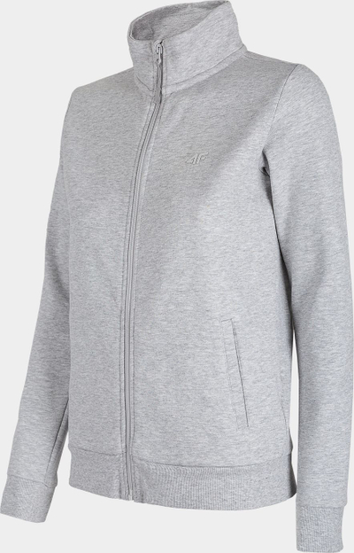 Bluzë sportive për goca 4F H4Z22 BLD351, me zinxhir komplet, 4FWarm, gri melange