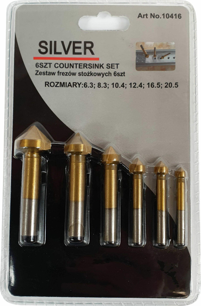 Set prerëse konike Silver 10416, 6 copë, për dru edhe plastikë